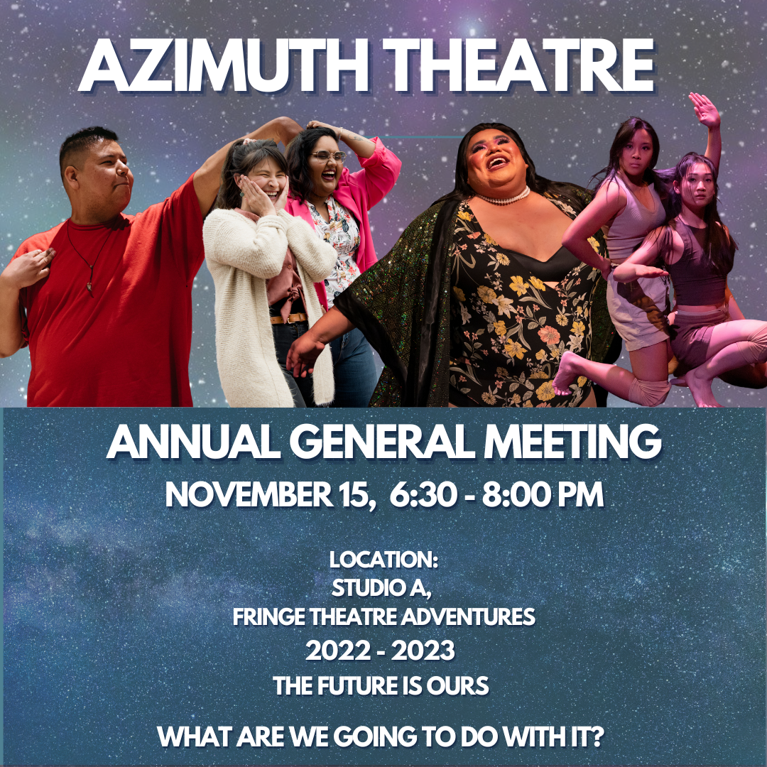 Annual general meeting November 15, 6:30 - 8:00 PM Location: Studio A, Fringe Theatre Adventures The future is ours what are we going to do with it?