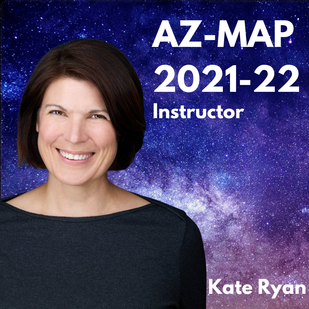 Kate Ryan among a galaxy of stars with the text: AZ-MAP 2021-22 Instructor