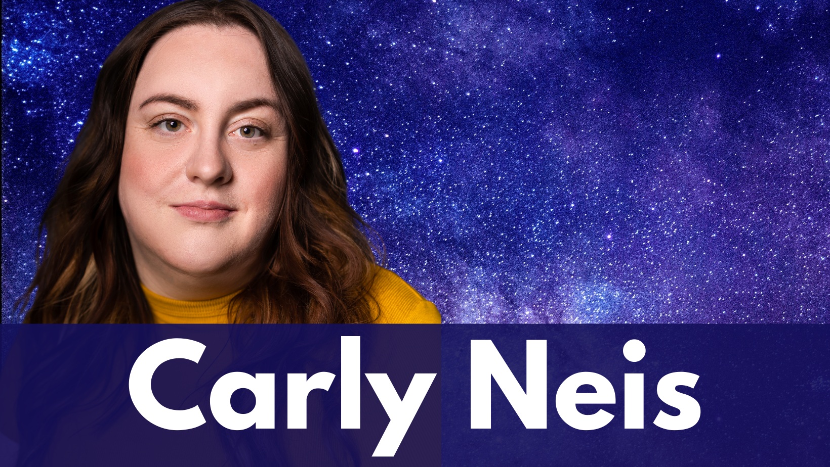 A picture of Carly Neis amid a galaxy